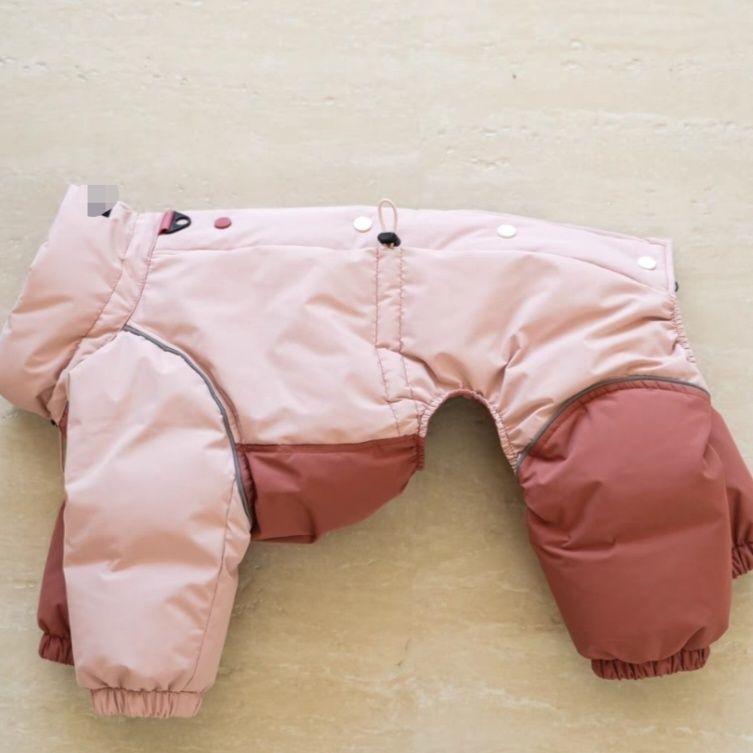 

Four-Feet Dog Thick Coat, Warm Dogs Pajamas Jumpsuit ,Winter Pet Clothes Greyhound Whippet Large Breeds,Button-On Puppy Jacket S рожевий