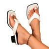 Women's Casual Square Toe Slip On Toe Post Sandals with Chunky Heel Summer Comfortable Lightweight Footwear for Daily Wear