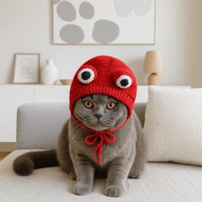 Cute Warm Dog Knitted Hat Adjustable Quiet Noise Protection Dog Ear Muffs Handmade Cartoon Puppy Costume Hat Winter Season