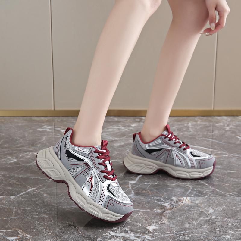 CRLAYDK Summer Women's Chunky Sneakers Mesh Breathable Walking Shoes Fashion Casual Ladies Platform Lace Up Sports Tennis