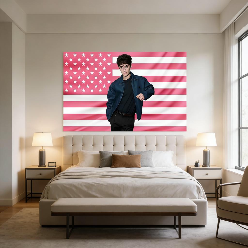 1pc Noah Schnapp Pink Flag Tapestry 2D Printing Wall Hanging Indoor Home Party Backdrop