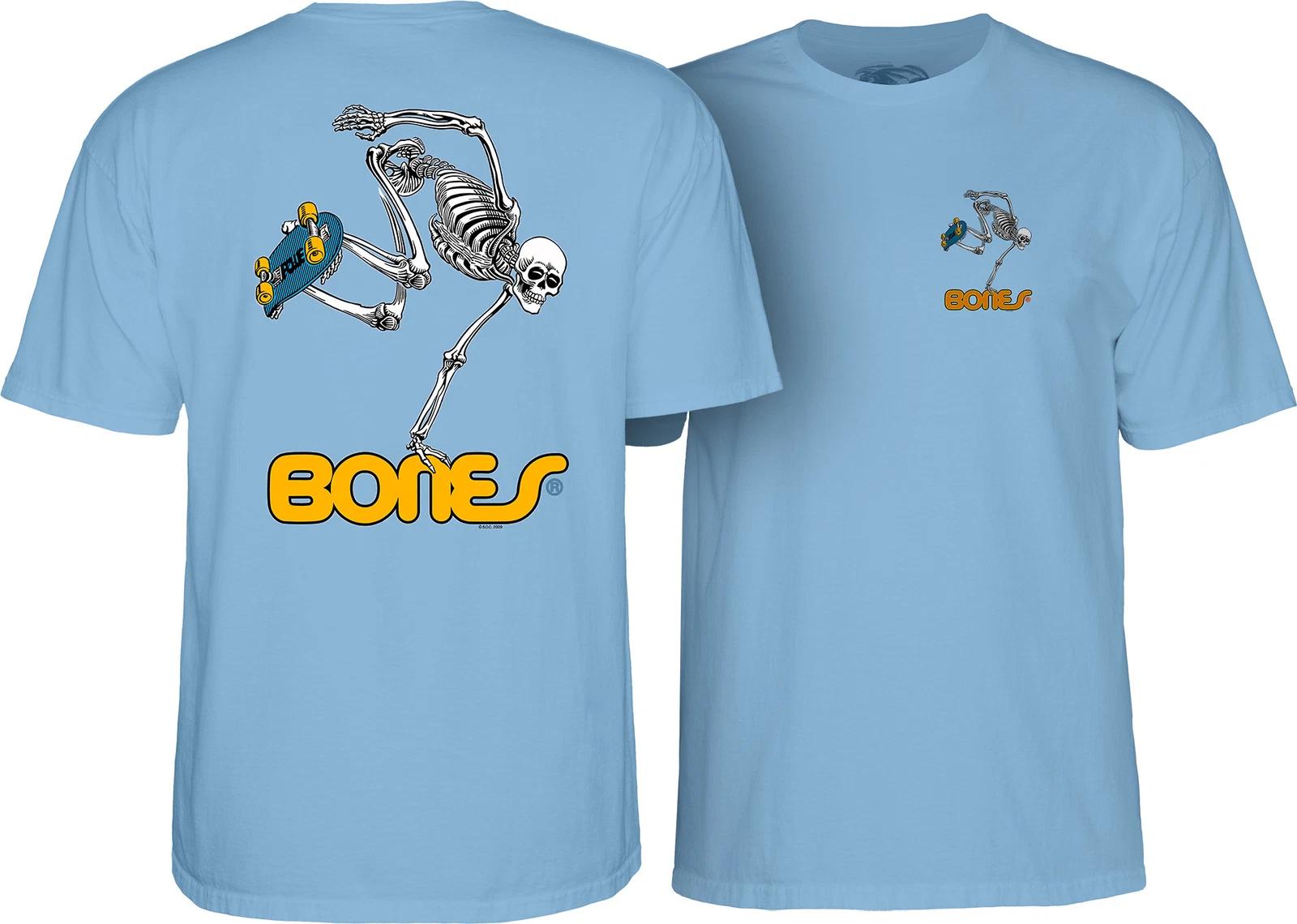 Powell Peralta BONES SKATEBOARDING SKELETON Skateboard T Shirt BABY BLUE XXXXL