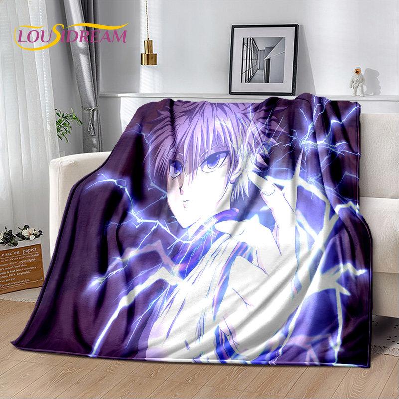 Anime Hunter×Hunter HxH Cartoon puha plüss takaró, flanel takaró kidobó takaró nappaliba hálószoba ágy kanapé piknik huzat