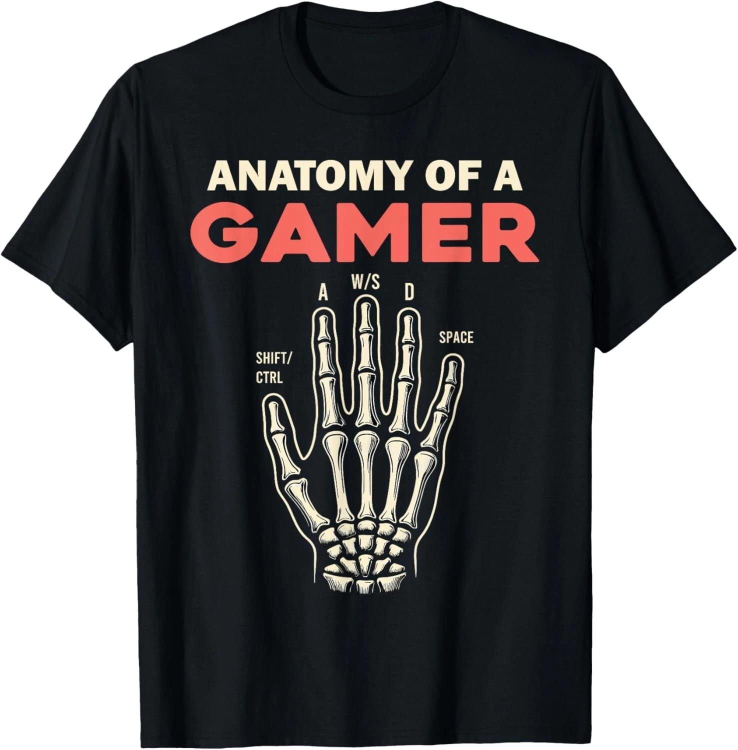 Funny Anatomy Of A Gamer Skeleton Hand Video Game Lovers Gifts Unisex T-Shirt XL