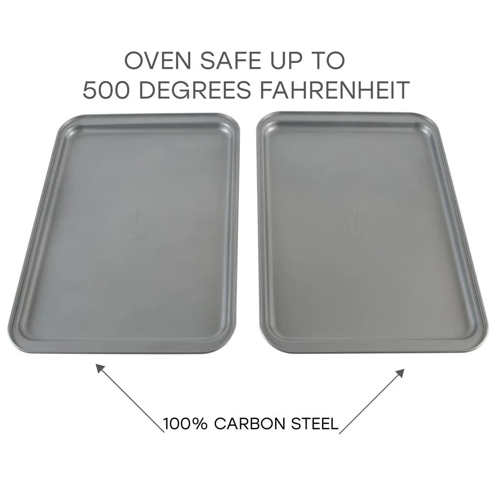 2 Pack Nonstick Baking Sheet Durable Carbon Steel Oven Safe Easy Clean Perfect Baking Roasting Cooking