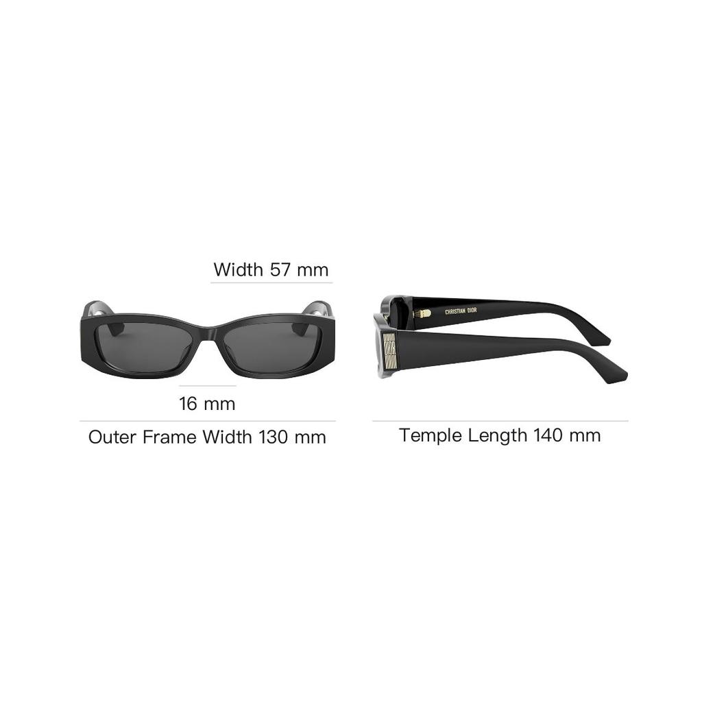 Dior Letter Logo Rectangular Sunglasses Unisex Sunglasses Black DIORGRAPHIQUE-S1F