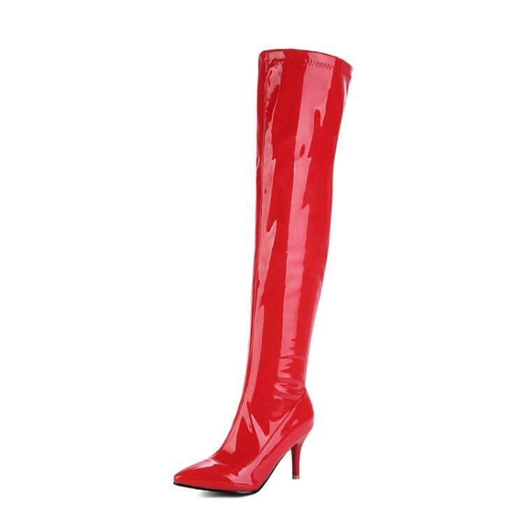 High-heeled long boots over the knee show warm elastic boots sexy nightclub pole dancing boots