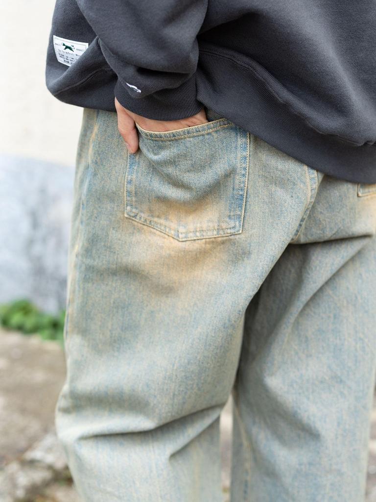 Jeans Blast Wide Straight Denim INDIGO S [Beams Heart] Men's