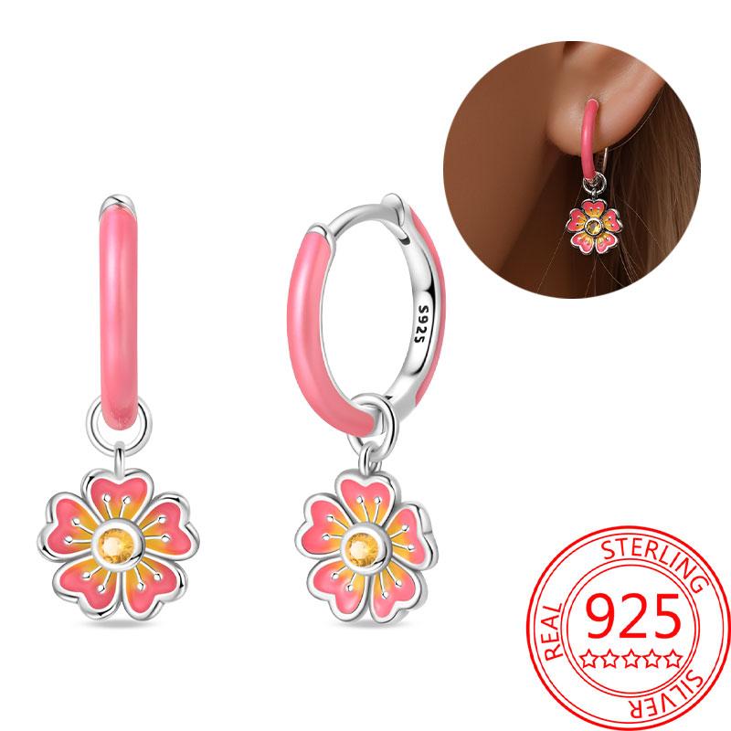 Brincos de abelha para menina adorável amarelo preto dançando abelha feliz s925 brincos de argola presente de aniversário joias de prata