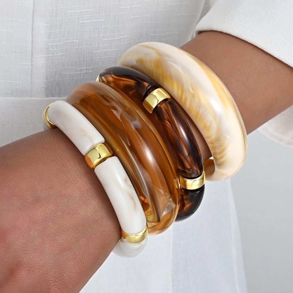 Punk Irregular Resin Bracelet Thickened Exaggerated Chunky Bangles New Cuff Bracelet Set  Women