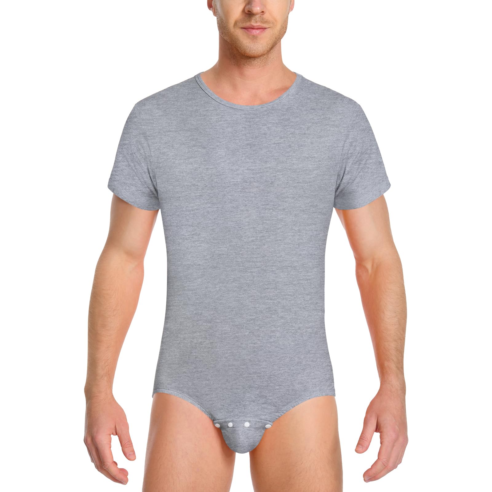 

Plain Adult Rompers for Boys Cotton Pajamas for Men Bodysuit Dark Gray M [LittleForBig]
