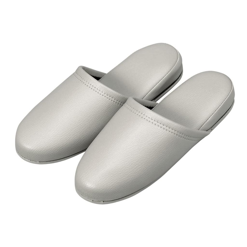 Antibacterial 10 White Antibacterial Slippers Leather-Like Slippers, Sokugumi, Gray,