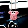 Rhinestone Crystal Ball Car Pendant Cute Cartoon Animal Bling Car Mirror Hanging Accessories Girls Women Car Interior Decoration