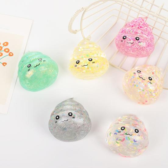 1/4Pcs Clear Cartoon Shit Toy with Glitter Stress Relief Slow Rising Simulated Shit Sensory Toy Soft Stress Ball Squeeze Fidget Toy Gag Gift