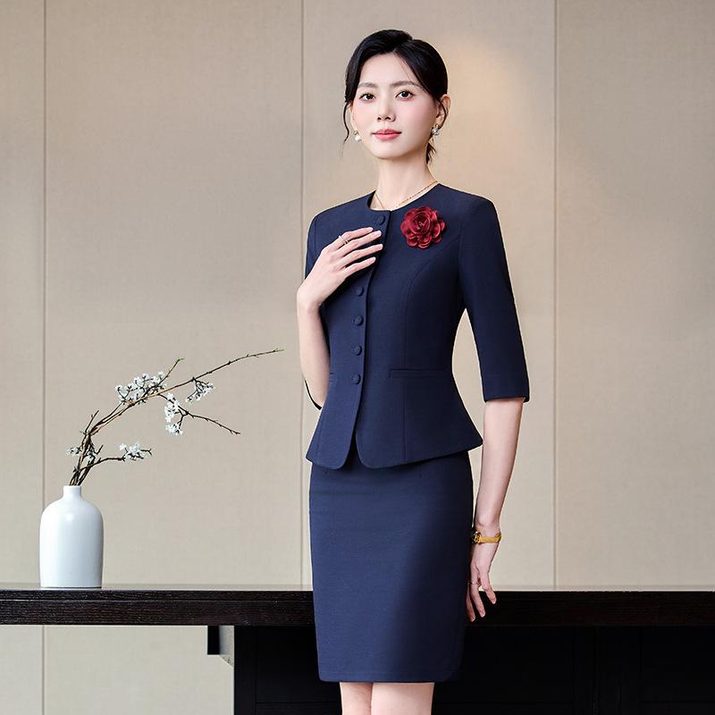 Women's Mid-Sleeve Professional Two-Piece Set for Spring/Summer/Autumn