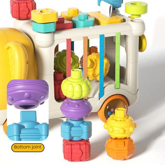 Cartoon Elephant Truck Toy Shape Sorting Matching Color Cognition Stacking Fine Motor Skills Busy Cube Sensory Toy Toddlers Boys