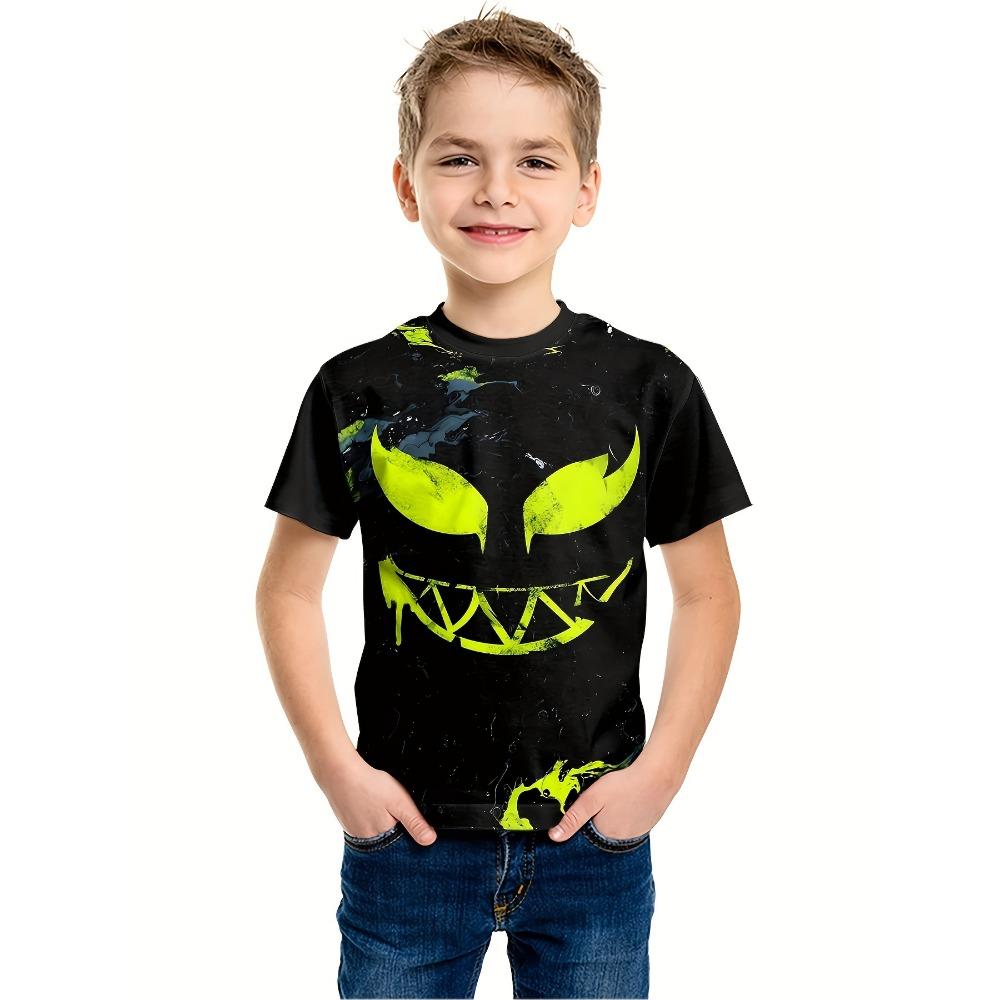 Abbigliamento per Bambini T-shirt da Ragazzo Manica Corta Stampa Teschio 3D Abbigliamento Estivo per Bambini Streetwear Creativo alla Moda Girocollo Abbigliamento per Ragazze