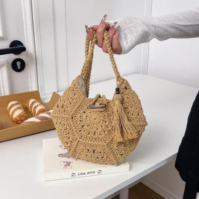 Hand Crocheted Hollow Round Bag Women's Handbag