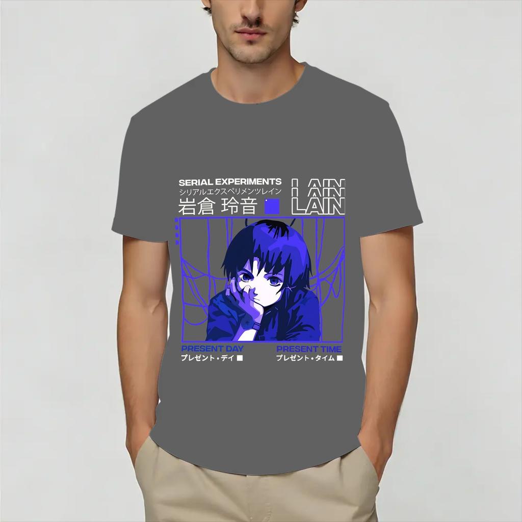 Serial ExperiUnisexts Lain TShirt for Unisex Humorous Pure Cotton Tees Crewneck Short Sleeve T Shirts Plus Size Clothes
