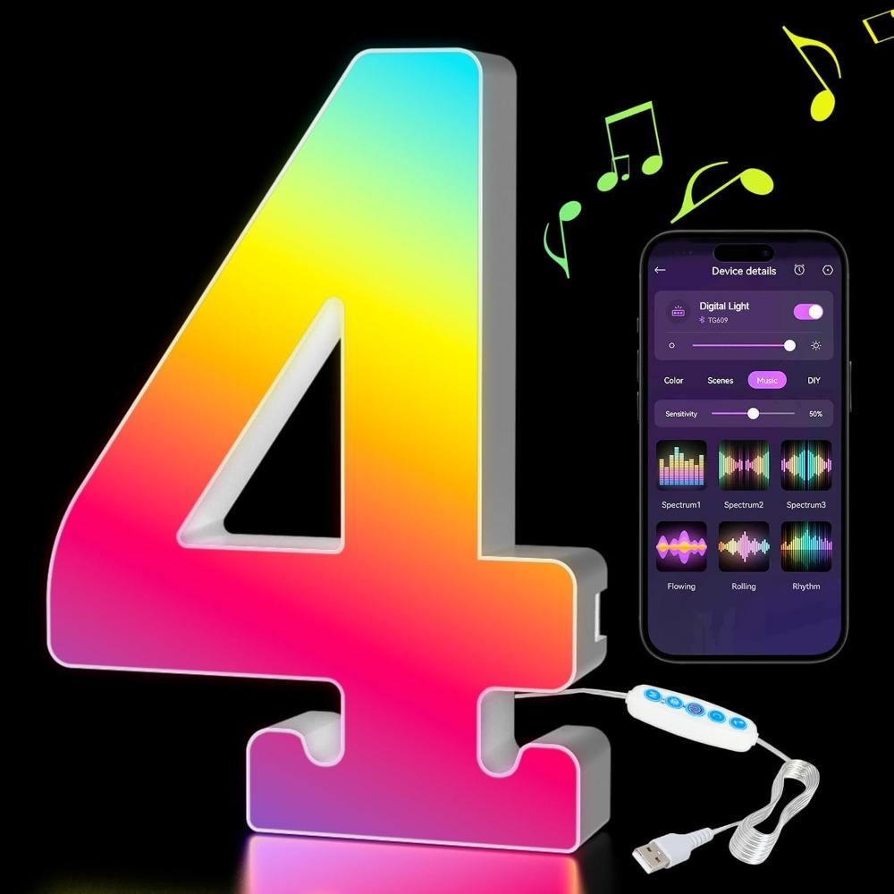 Name Letter Alphabet Light Smart Number Lamp MeRGBW App LED Letters Light Game