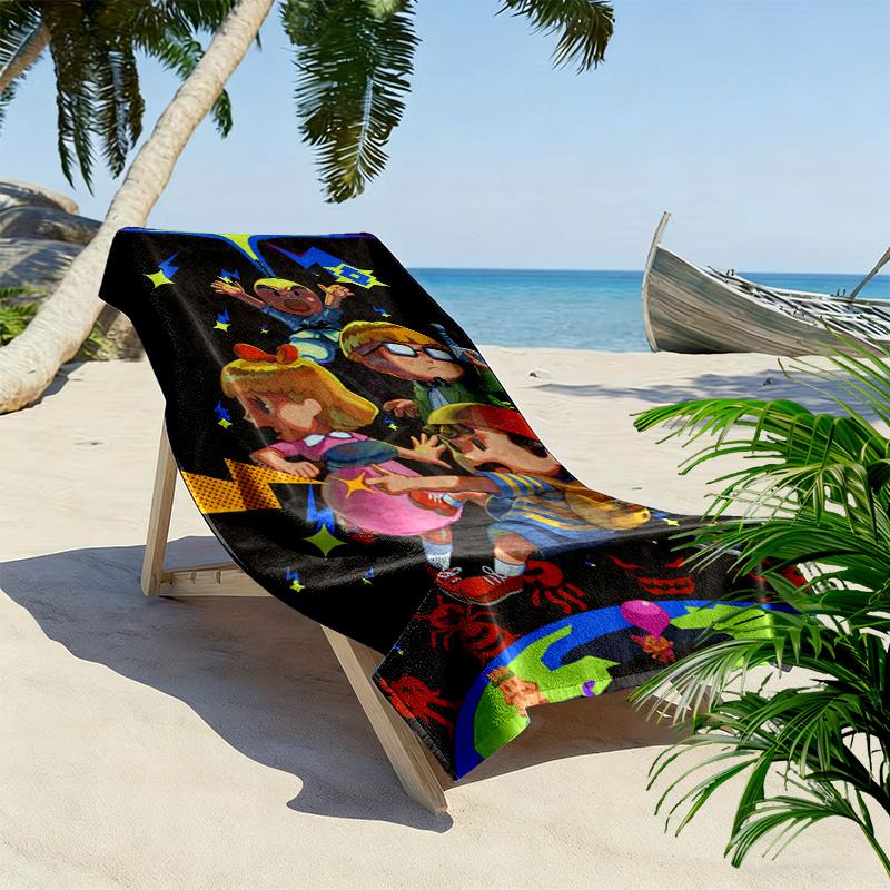 Retro Video Game Characters 2D Flat Print Beach Towel, Large Soft Quick Dry Towel for Beach Camping SwimmingXSTJ0915325