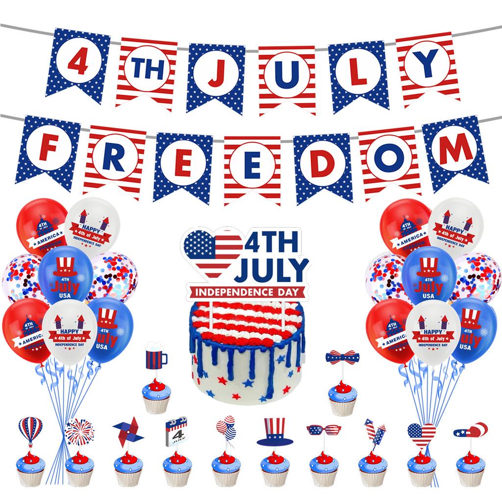Independence Day Party Decoration Memorial Day Red Blue And White Flag Balloon Cover