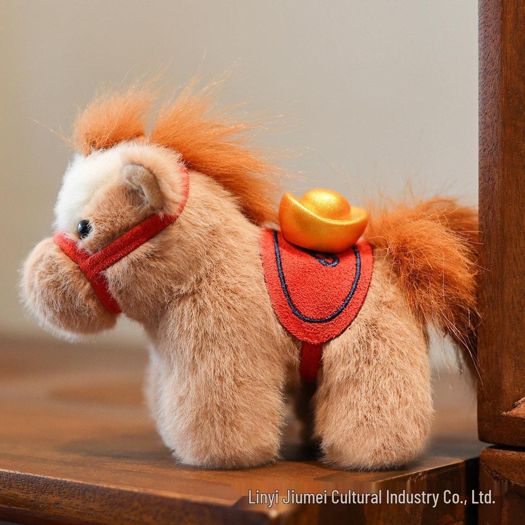 Carefully Crafted Year of the Horse Zodiac Plush Doll with Ingot Pendant.