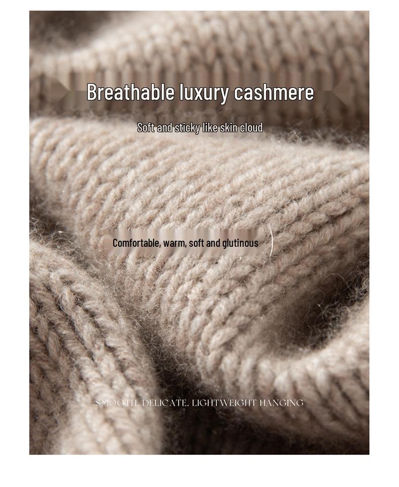 Navy Heavy Craftsmanship Cashmere Cardigan: Women's Loose Knit Sweater, Thickened Collared Casual Top
