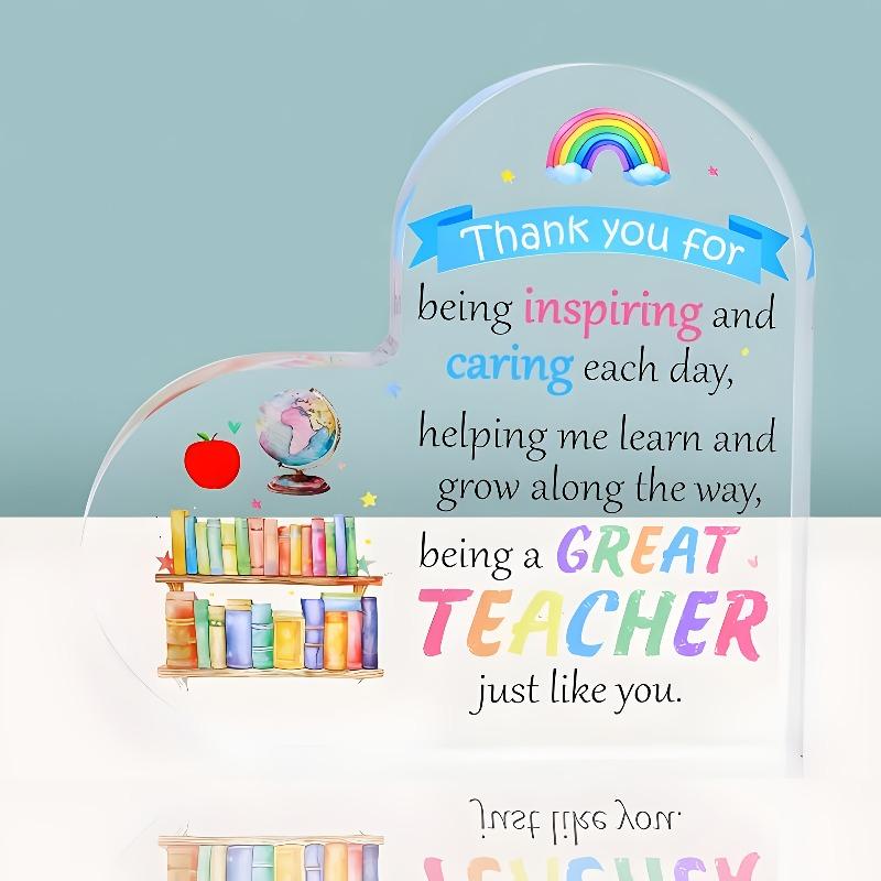 2D Flat, Heart-Shaped Teacher Appreciation Desktop Decoration, Teacher Retirement Gift, Suitable for wall decoration, porch, room, villa, accents Home