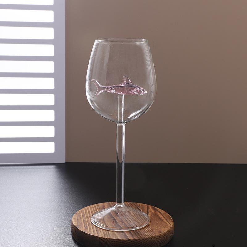 3D Crystal Glass Shark Dolphin Red Wine Glasses Goblet Creative Cocktail Cup for Home Bar Hotel Three-Dimensional Drinkware Set