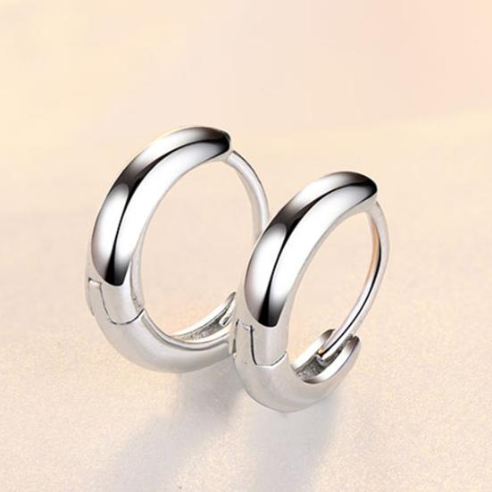Men Women Silver Plated Smooth Small Hoop Huggie Earrings Party Jewelry Gift