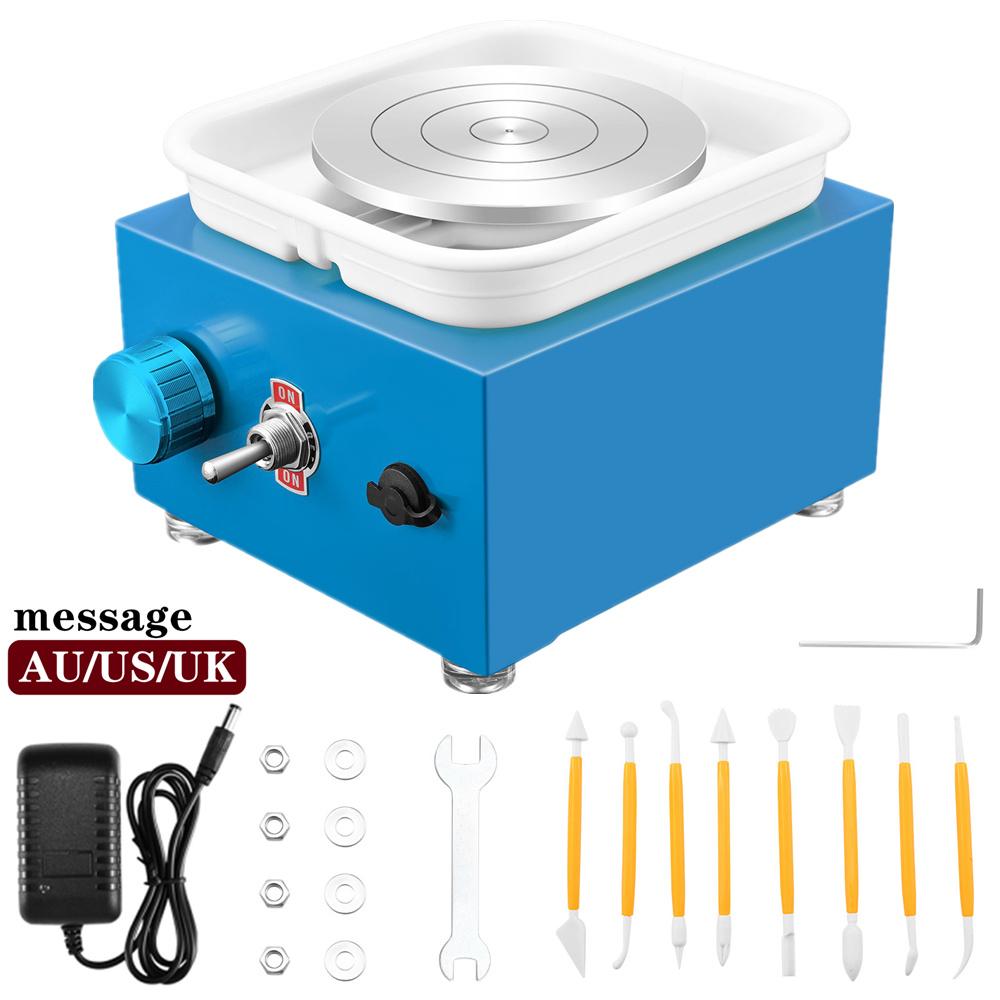 Electric Pottery Wheel Machine with Turntable+Sculpting Kit, DIY Clay Tools Mini Pottery Forming Machine for Arts Crafts Ceramic