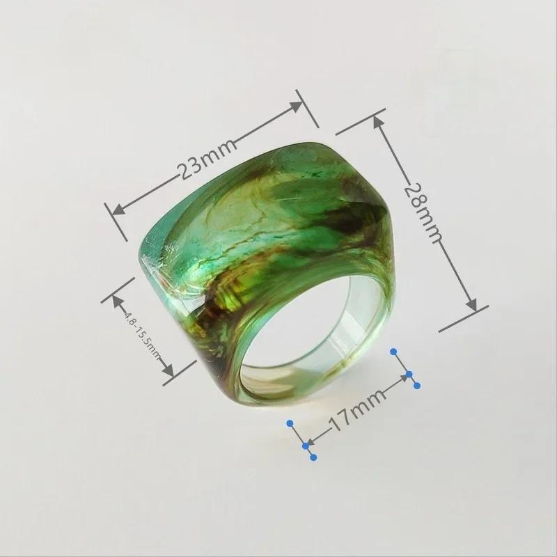 Mode Kreative Harz Acryl Ring Vintage Einfache Geometrische Quadratische Finger Ringe für Frauen Männer Schmuck