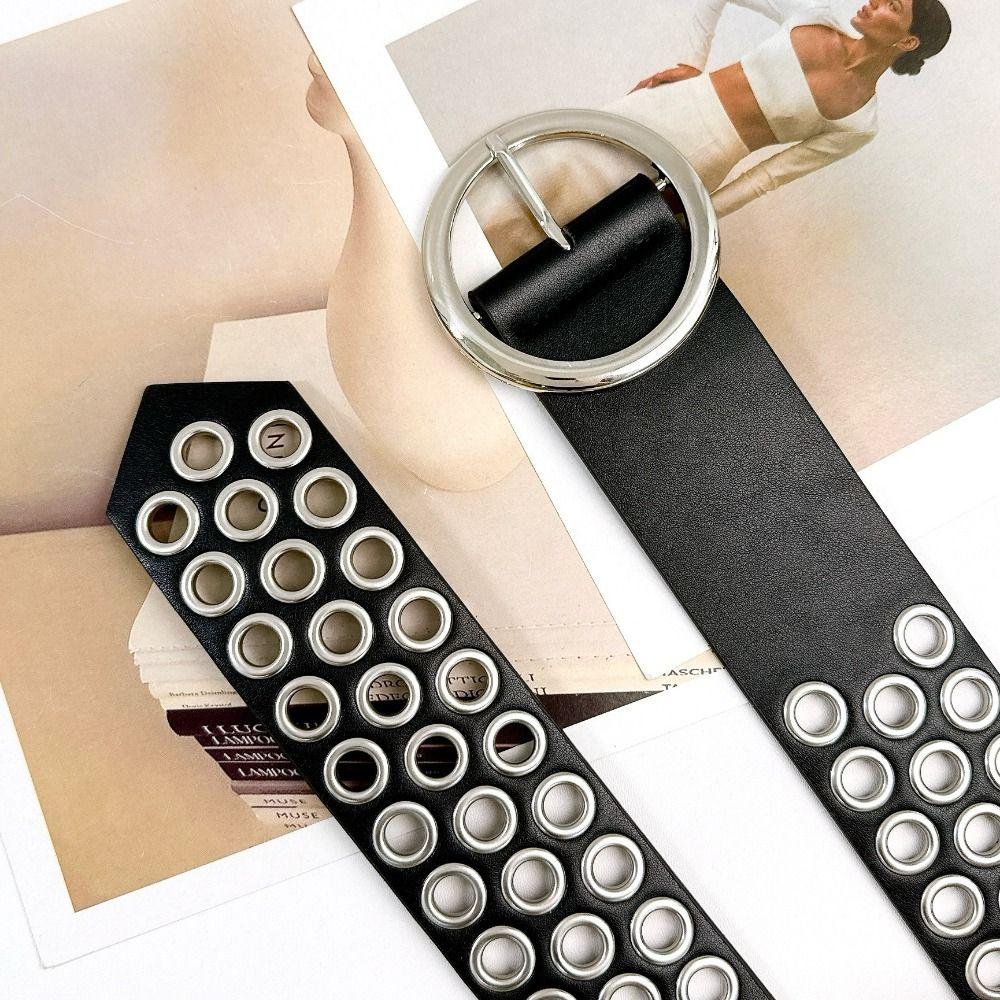 Punk PU Leather Belt Korean Style Y2K Girl Waistband Fashion Wide Waistband  Men