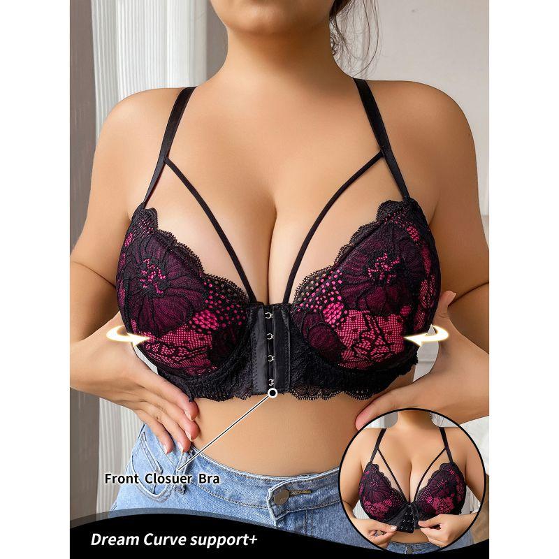 Ladies Plus Size Front Buckle Bra Women Lace Spaghetti Bra
