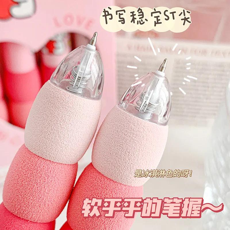 4Pcs Gel Pen Black 0.5mm Ink Press Pen Comfort Sponge Grip Writing Pens Office School Ballpoint Pen Japanese Stationery