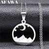 Moon Star Desert Scenery Necklace for Women Men Stainless Steel Silver Color Mountain Necklaces Jewelry Collier Femme N7242S02