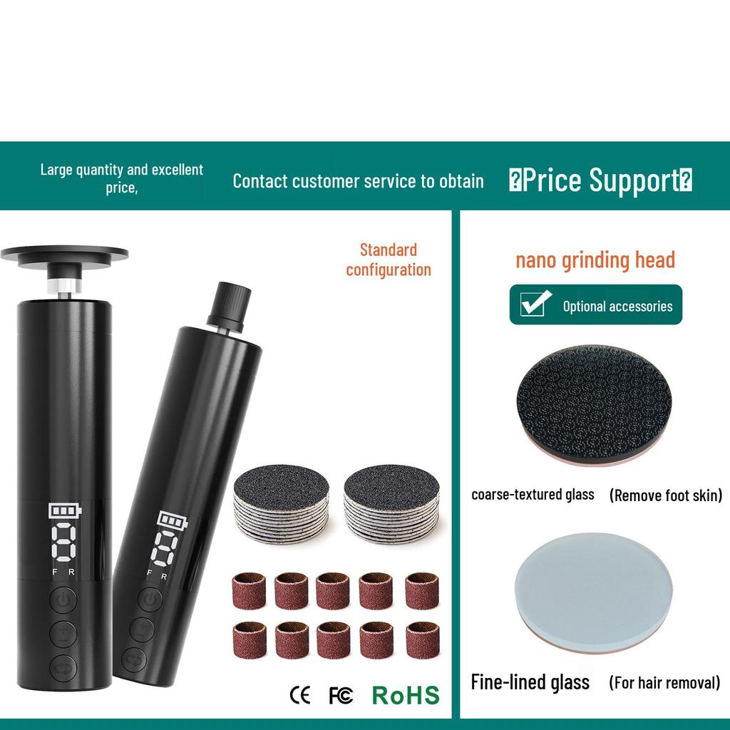 Rechargeable Electric Foot Scrubber & Grinder with Screen Display - Dual Function Pedicure/Manicure Tool with New Metal Body