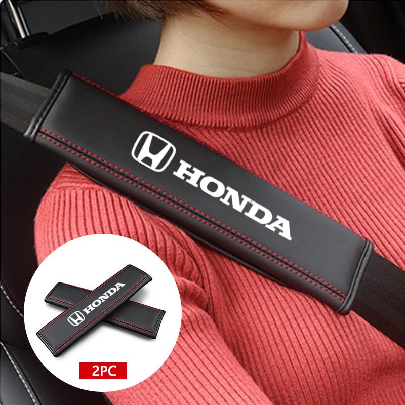 Car Logo Seat Headrest Neck Pillow Seat Belt Shoulder Protector Pads For Honda Civic Fit Jazz Accord Pilo CR-V Odyssey HRV Mugen