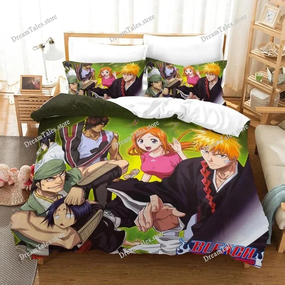 New Anime Bleach Cartoon Print Duvet Cover Pillowcase Bedding Set Double Twin Full Queen King Adult Kids Bedclothes Quilt Cover7