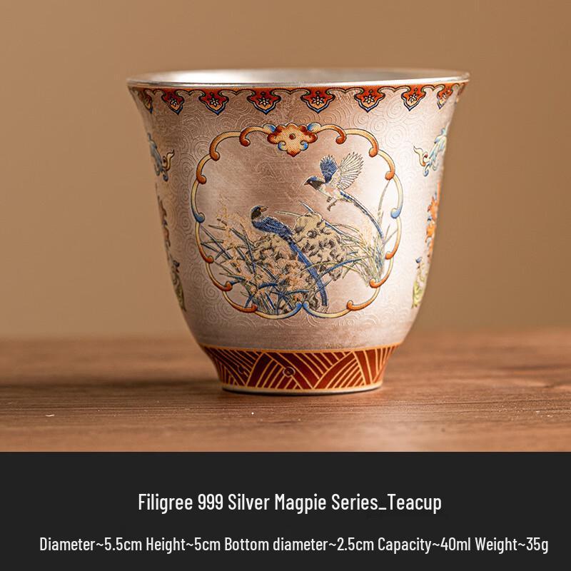 MY Jun Seventeen Cloisonné Silver Enamel Porcelain Tea Master Cup Simple Pack