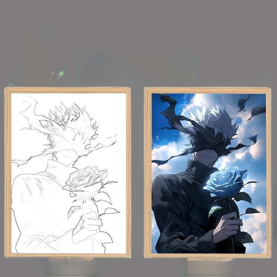 

Gojo Satoru Jujutsu Kaisen светящийся аниме эскиз декоративный ночник Small single drawing board (without photo frame)