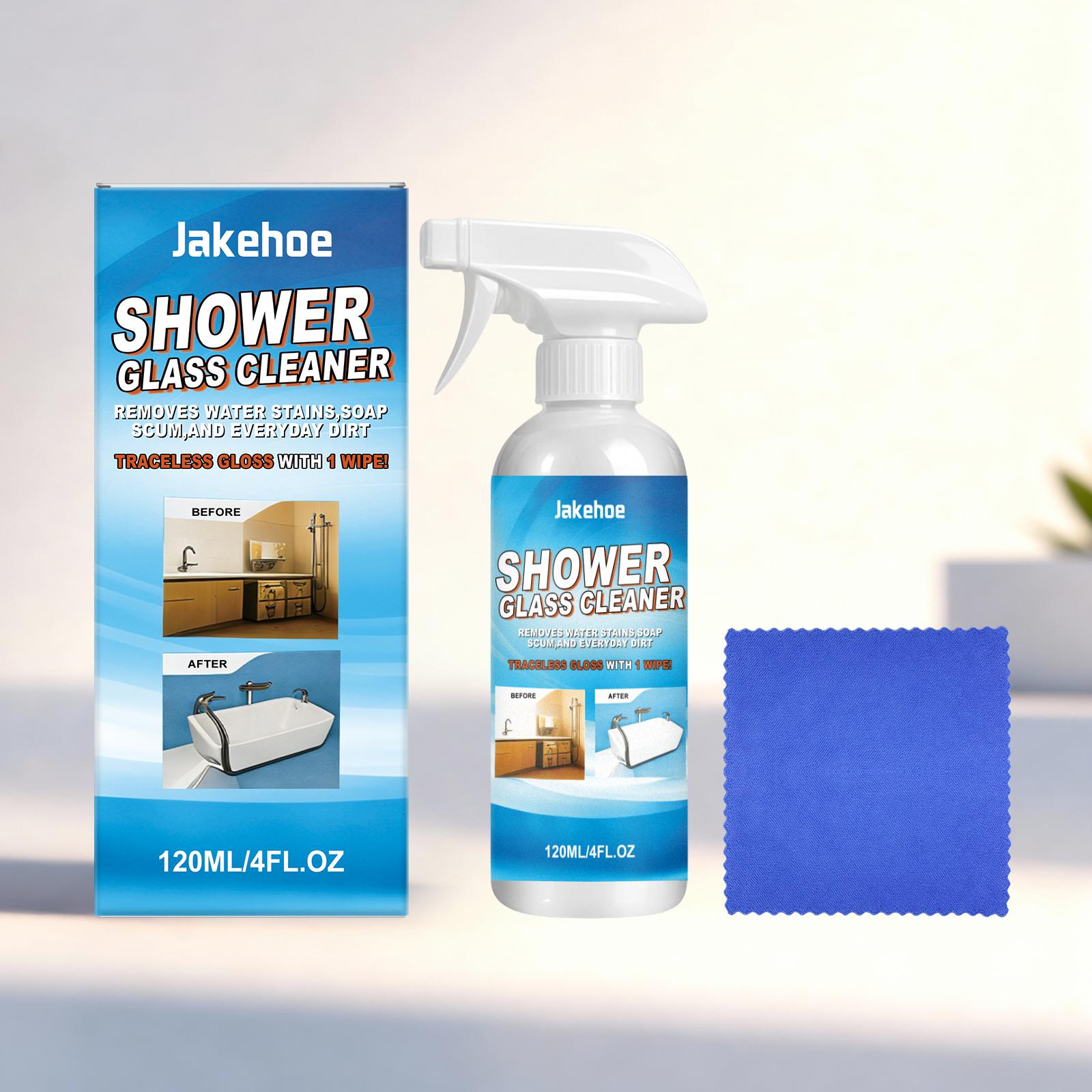 Shower Glass Cleaner - Daily Bathroom Descaler for Hard Water Stains - Glass Polishing & Restorer for Sparkling Shine 1set