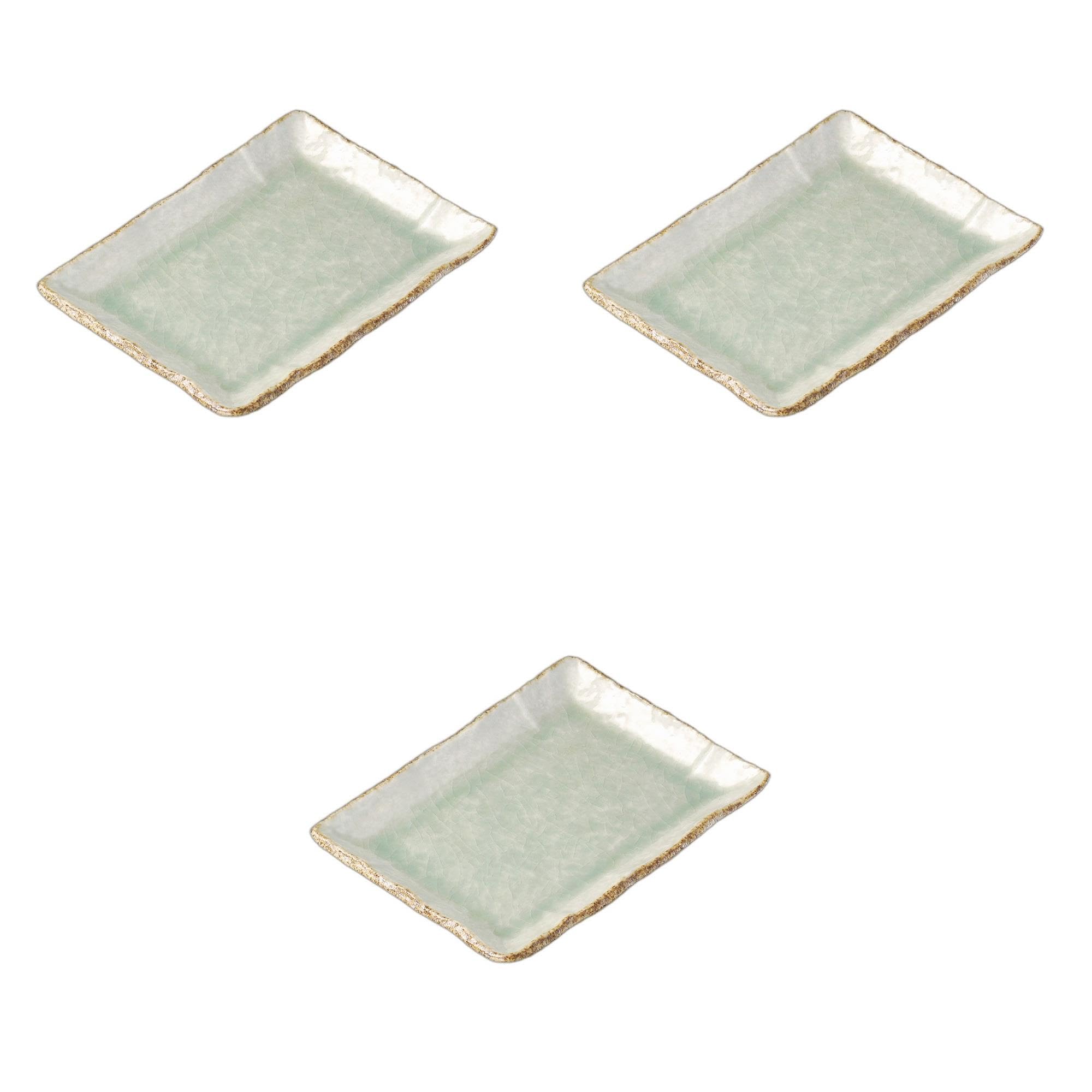 

Набор из 3 прямоугольных тарелок Crazy Wakakusa x x Керамика Setomonohonpo 8,0 мм [21,5 16,2 2 см] Тарелки,