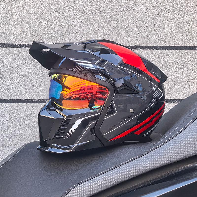 Orz Black Warrior Retro Motorcycle Helmet - Versatile Half/Full Helmet for Men & Women