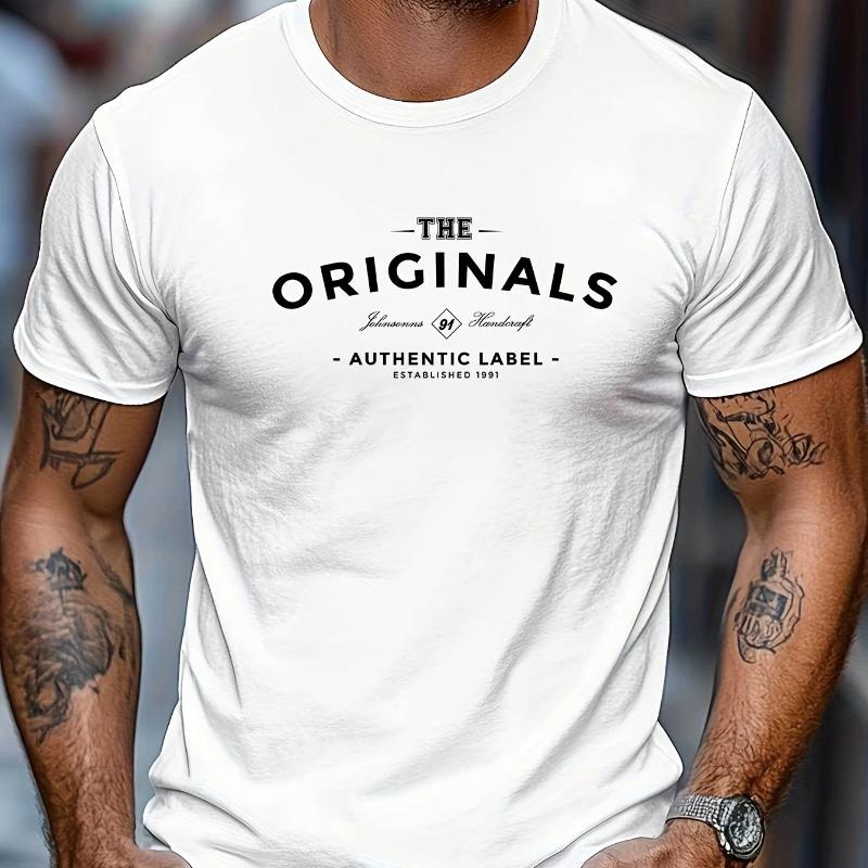 Pure Cotton Men's Loose T-shirt Breathable Casual Fashion Letter Pattern Printed Short Sleeved Round Neck Top