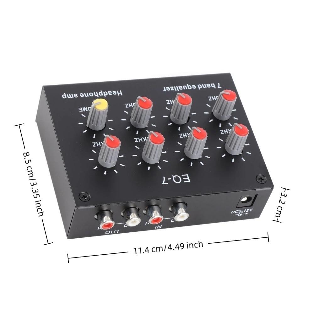 3.5mm 7 Band Equalizer 12dB High Bass Digital Equalizer  Sound Enhancement