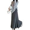 Women's High-Waist Gray Fishtail A-line Skirt – Elegant, Slimming Elastic Waist for Spring/Autumn