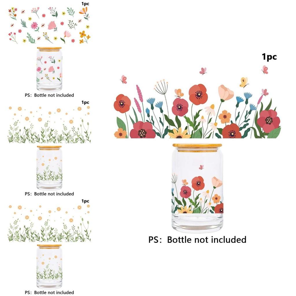 Floral Plant Glass Cup Stickers Water Crystal Transfer Decoration For Home Party