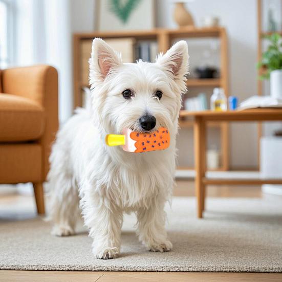 Ice Stick Dog Chew Toy Bite Resistant Squeaky Simulated Ice Cream Pet Toy Boredom Stress Relief Puppies Teething Cleaning Toy